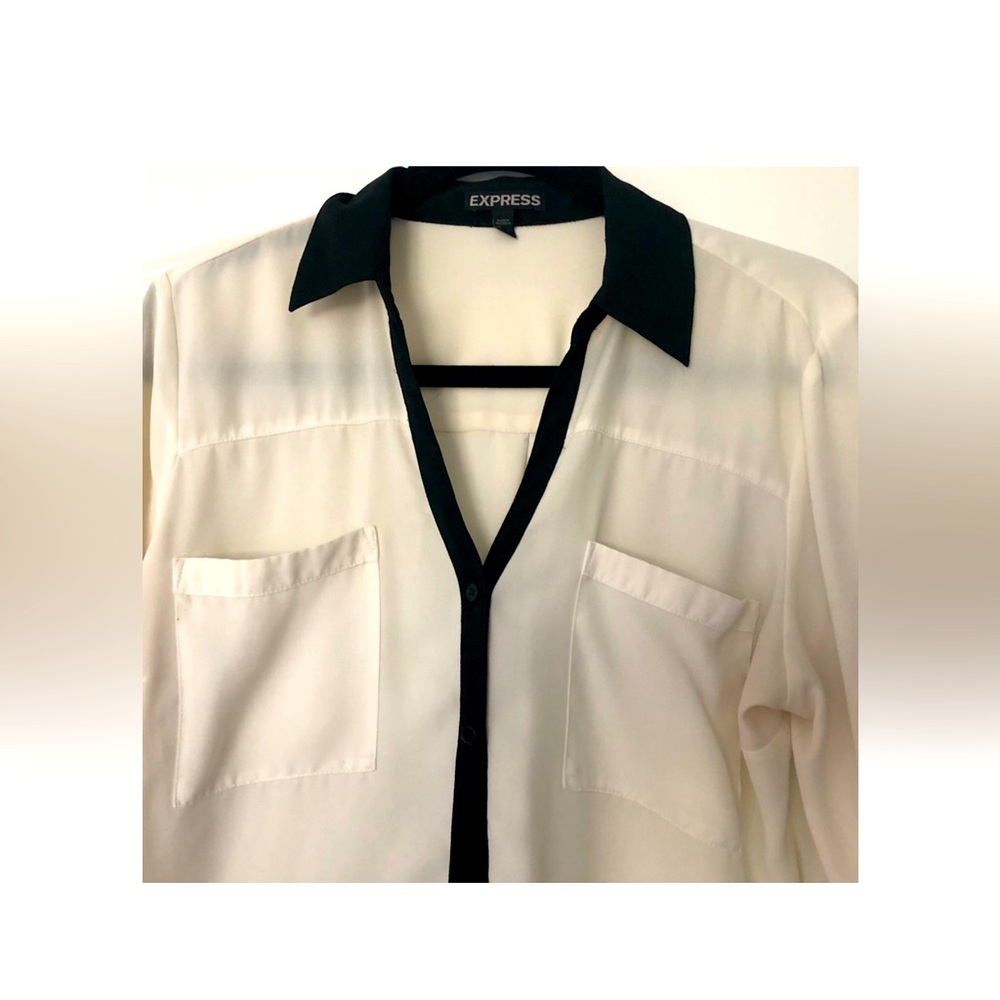Express Portofino black stripe mod office shirt